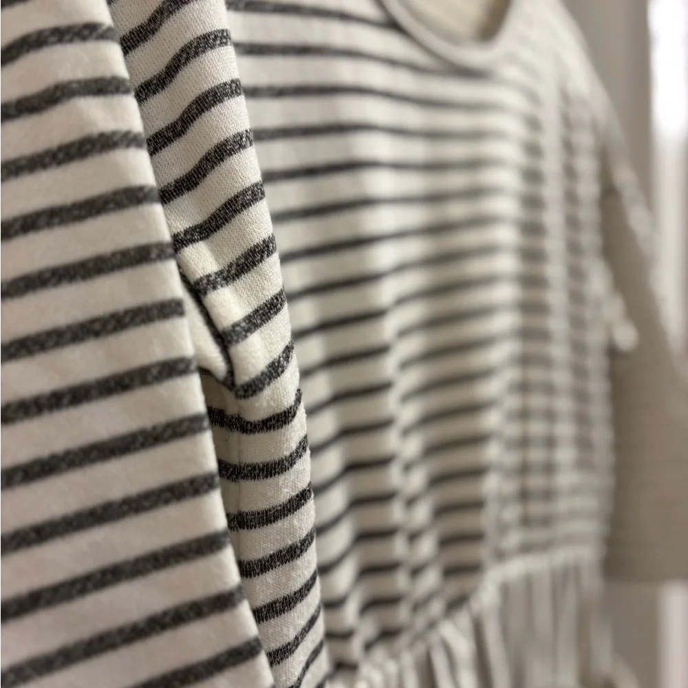 Roolee Cream and Black Striped Midi Dress